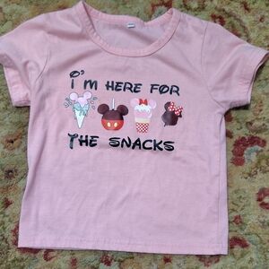 Kids Pink Short Sleeve Tee - "I'm Here for the Snacks"